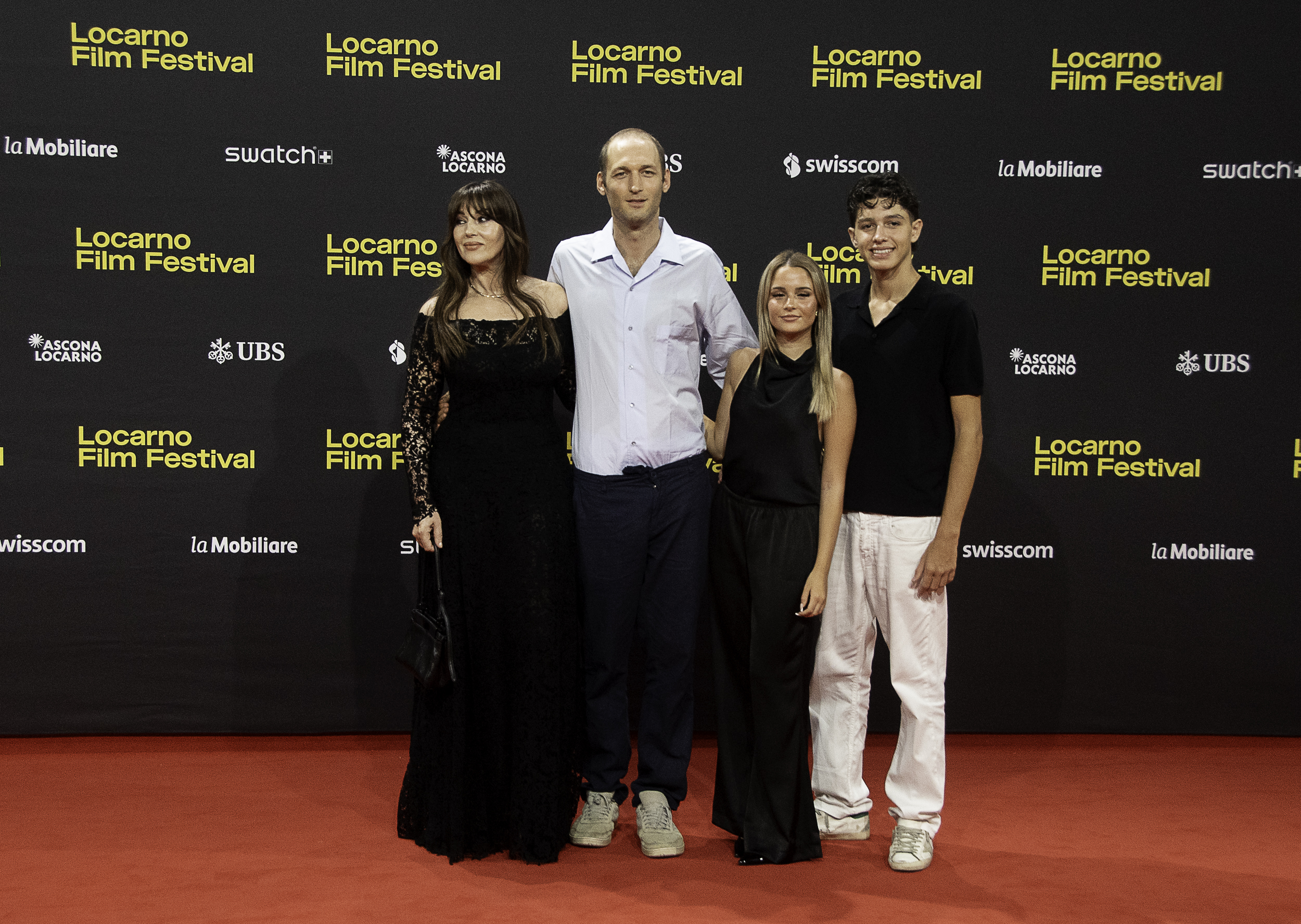 — suisse locarno cinema 79th locarno film festival 08 08 2026 kettice giovanni tortorici and monica bellucci and rachele testagrossa and salvatore gallina